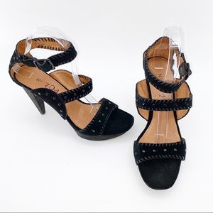 Anthropology No 704b Suede Leather Whipstitch Studded Stiletto